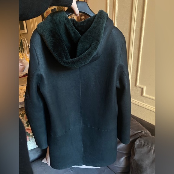 Sandro Shearling Leather Reversible Coat - Picture 7 of 9